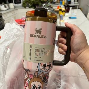 Stanley Labubu Pink and Brown Insulated Water Bottle